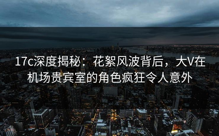 17c深度揭秘：花絮风波背后，大V在机场贵宾室的角色疯狂令人意外