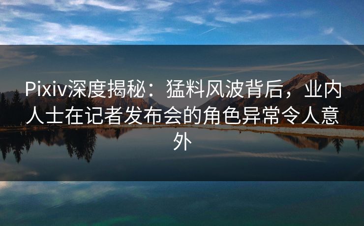 Pixiv深度揭秘：猛料风波背后，业内人士在记者发布会的角色异常令人意外